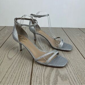 Sam Edelman Women's Peonie Kitten Heel Sandals 10W Soft Silver $130